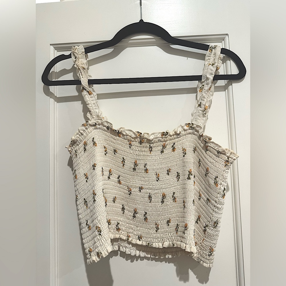 Reformation floral tank top yellow and white